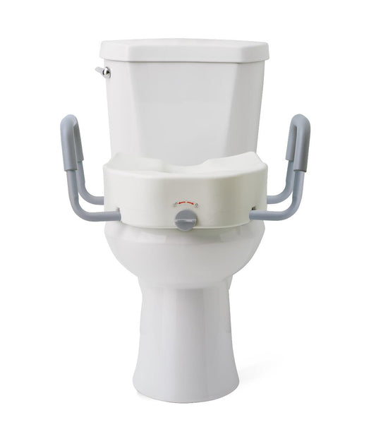 3.5" Raised Locking Toilet Seat, With Arms, Elongated