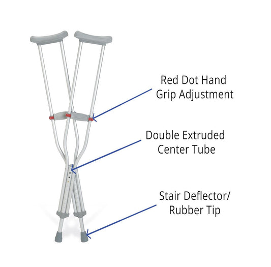 Aluminum Crutches with Red Dot Hand Grip