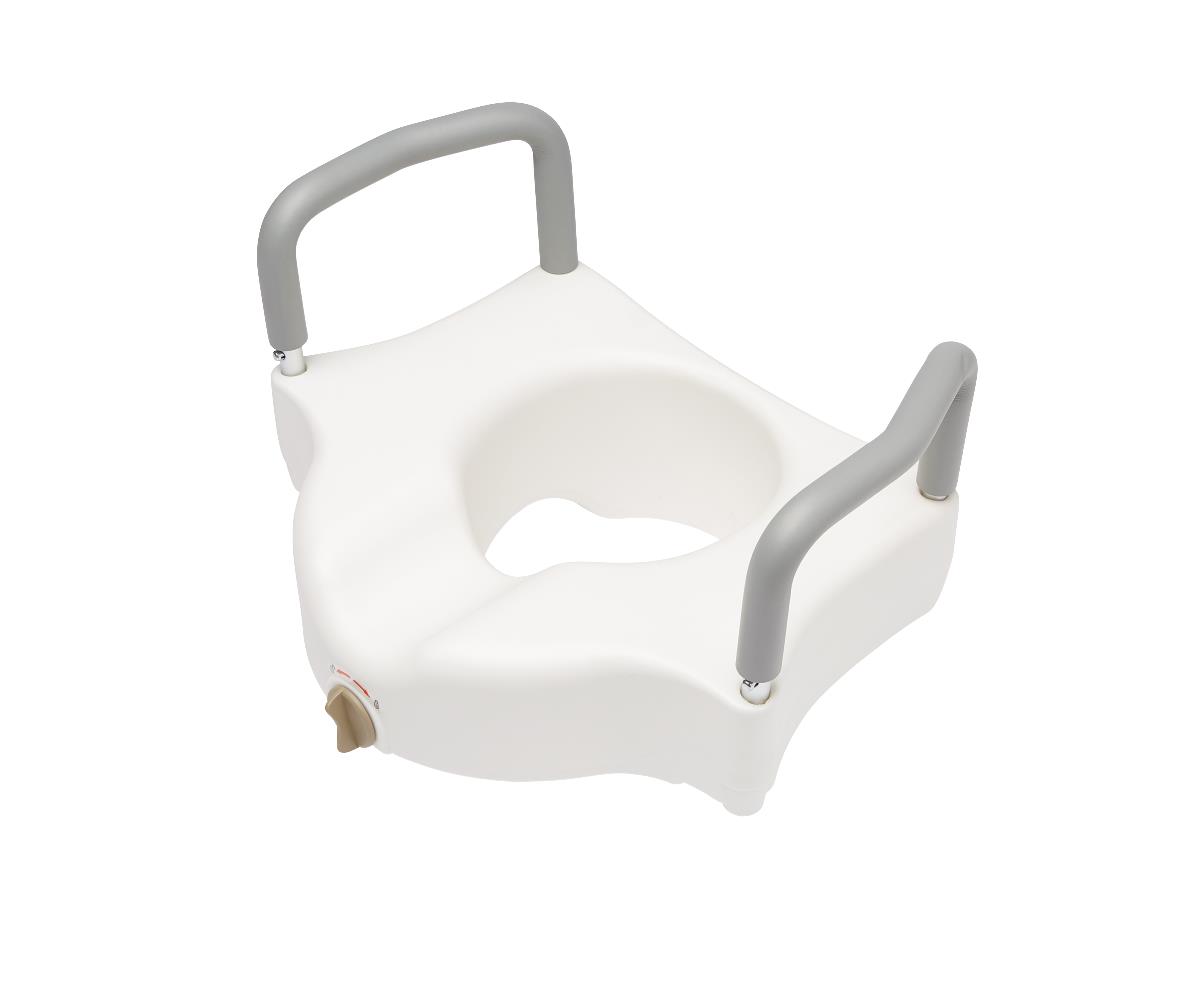 5" Raised Locking Toilet Seat, With Arms, Elongated