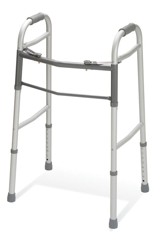 Two-Button Folding Walkers without Wheels