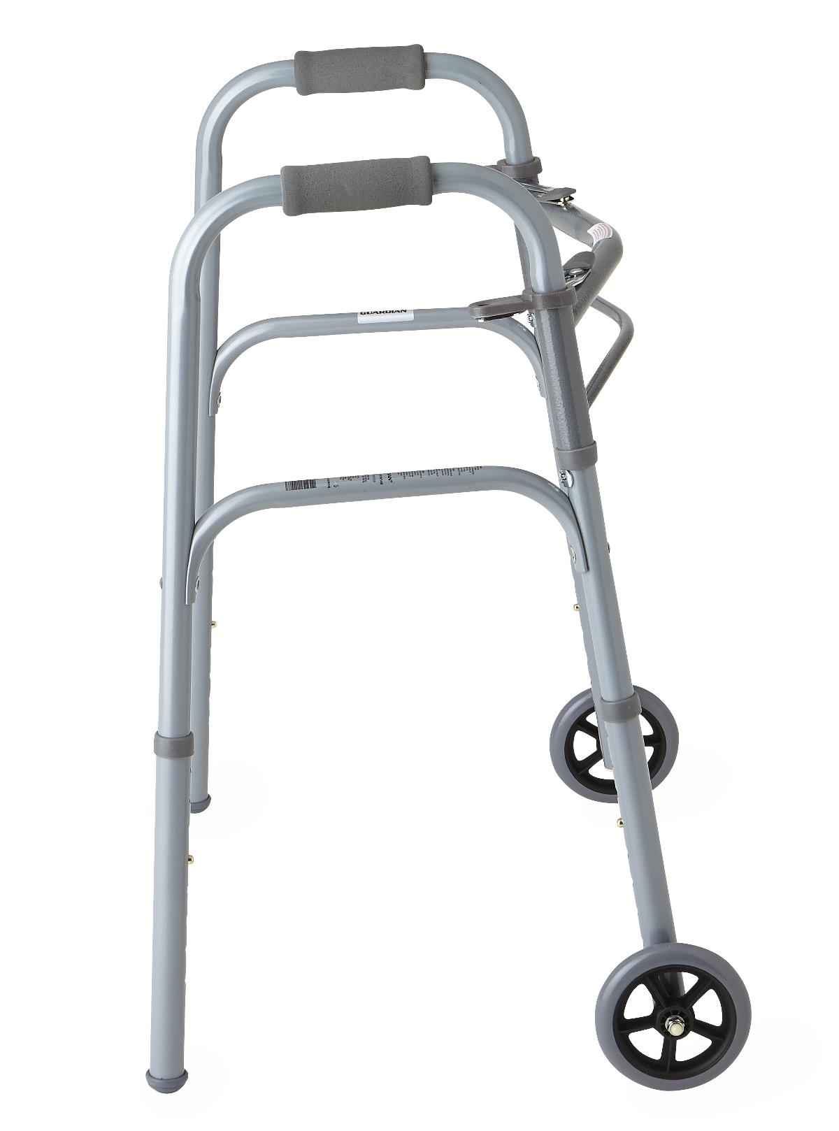 Youth Two-Button Folding Walkers with 5" Wheels